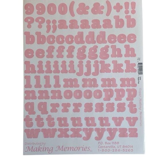 VTG 1997 Making Memories Stickers Letters Numbers Symbols 8 Sheets Pastel Pink - Picture 3 of 6
